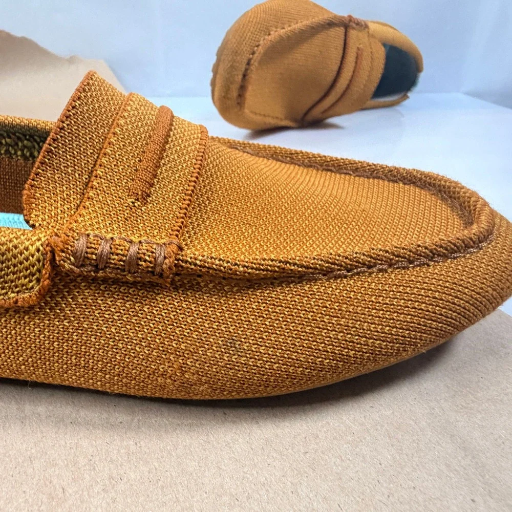 Rothy's The Driver Loafers Women's 9.5 Cognac Brown Knit Driving Shoes Flats